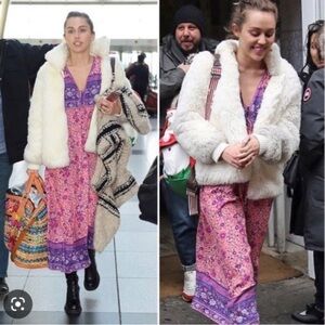 R. Vivimos Paisley Boho Floral Midi Dress size Small 4/6 tie‎ neck festive